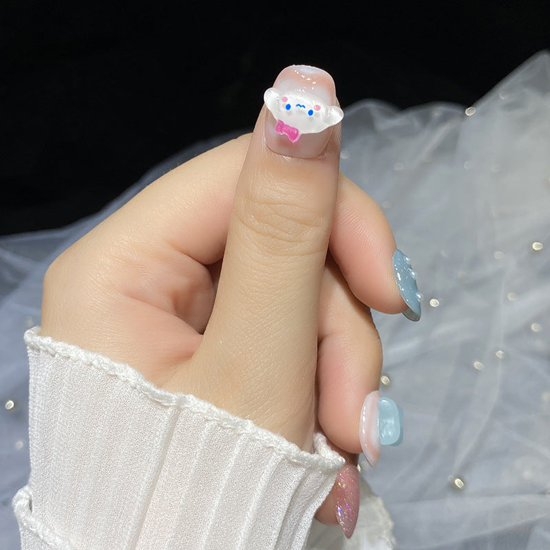 Designer: HuaHua.Handmade nails Press on Nails DIY Nail Art for woman girl Short Square Cartoon