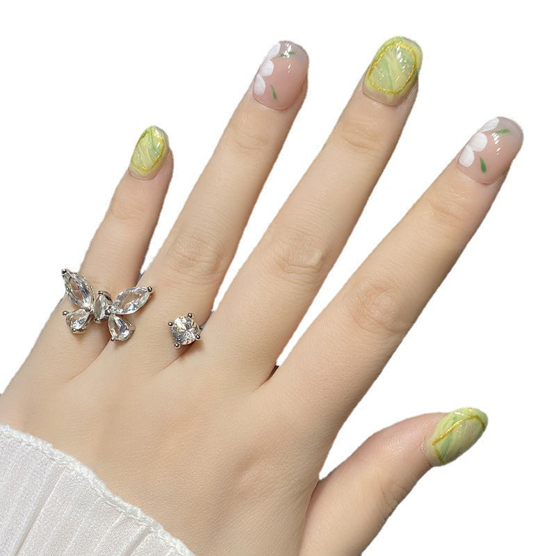 Designer: HuaHua.Handmade nails Press on Nails DIY Nail Art for woman girl  Short Square pink green