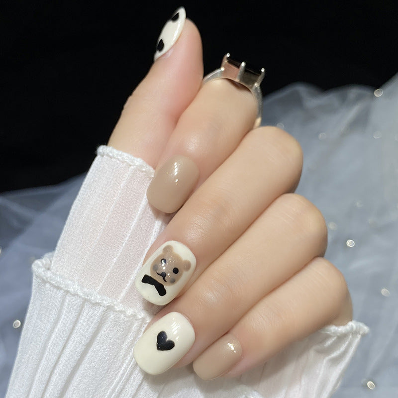 Designer: HuaHua.Handmade nails Press on Nails DIY Nail Art for woman girl Short Square Cartoon