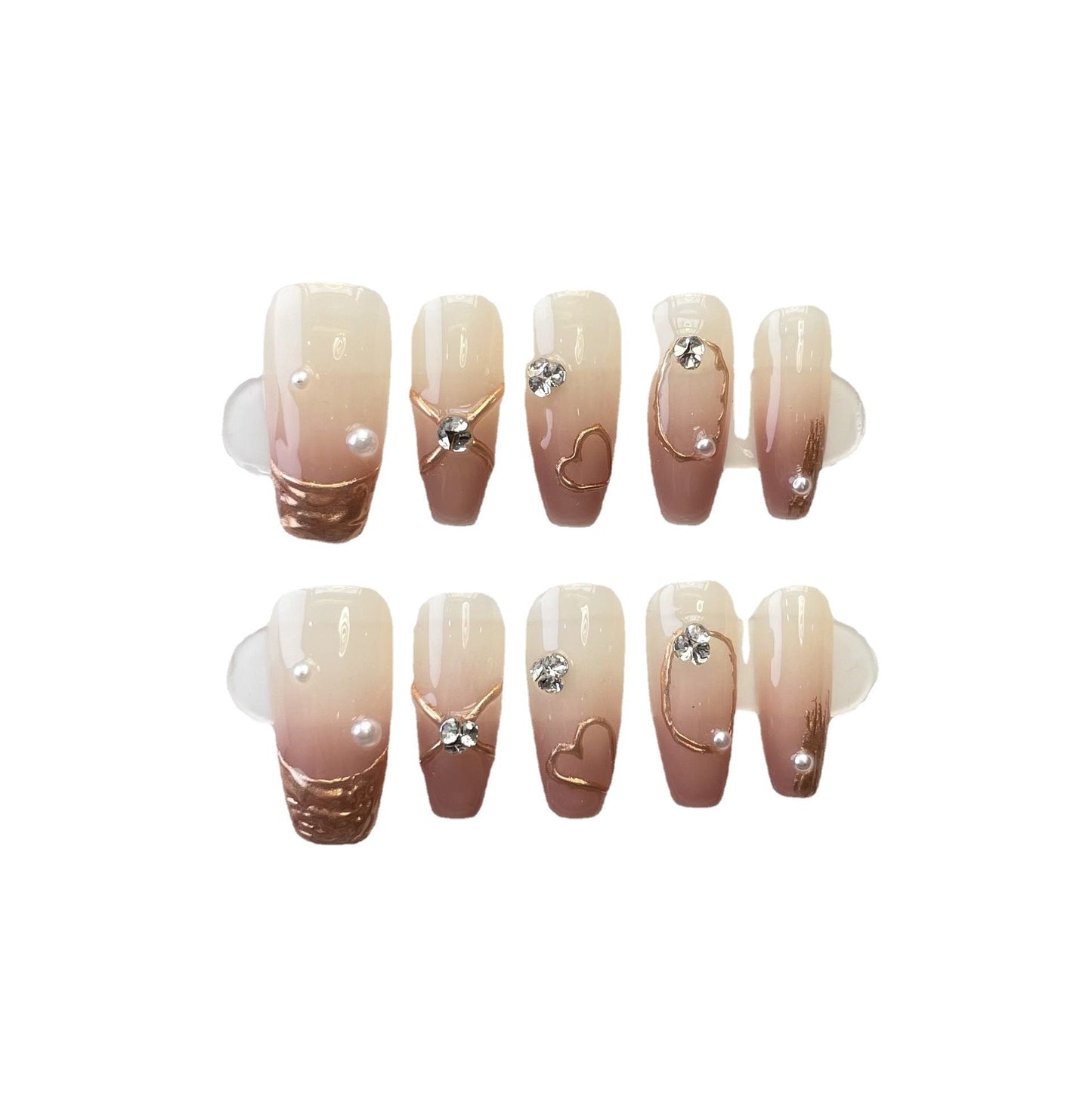 Designer: ManMan Handmade nails Press on Nails DIY Nail Art for woman girl Long Coffin pink