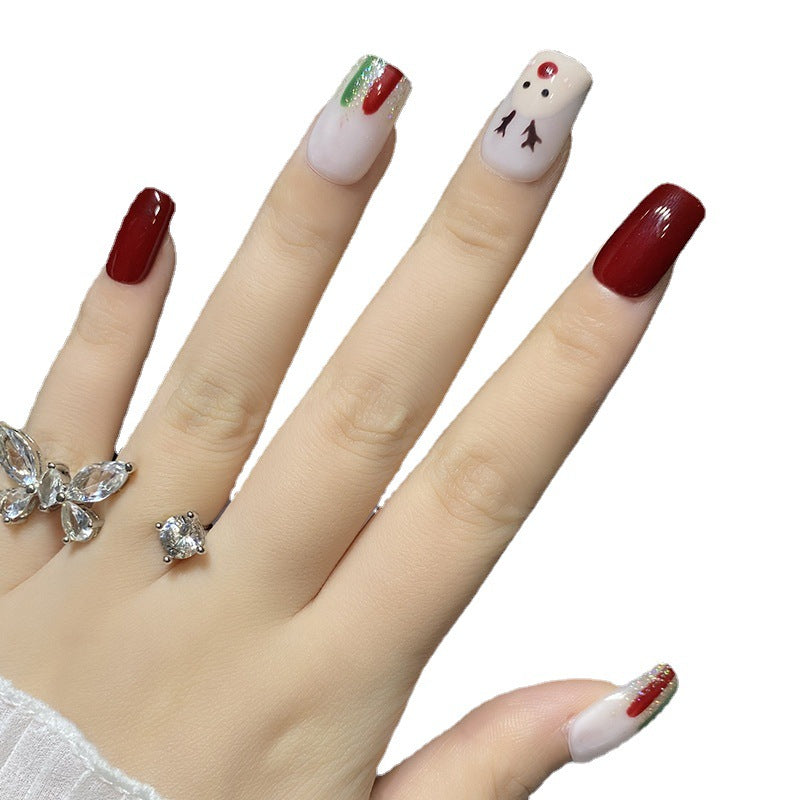 Designer: HuaHua.Handmade nails Press on Nails DIY Nail Art for woman girl Long Square red