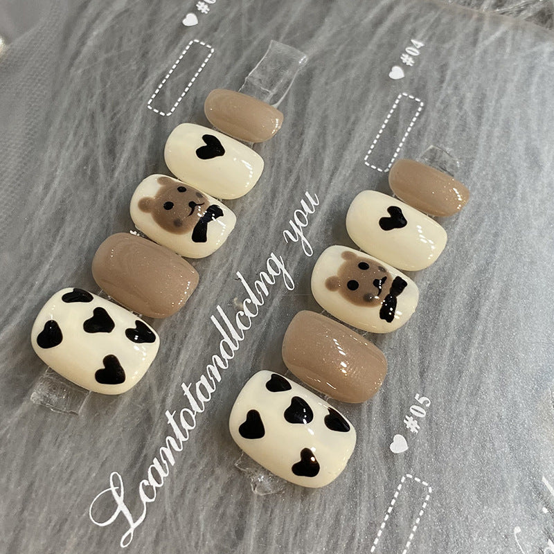 Designer: HuaHua.Handmade nails Press on Nails DIY Nail Art for woman girl Short Square Cartoon