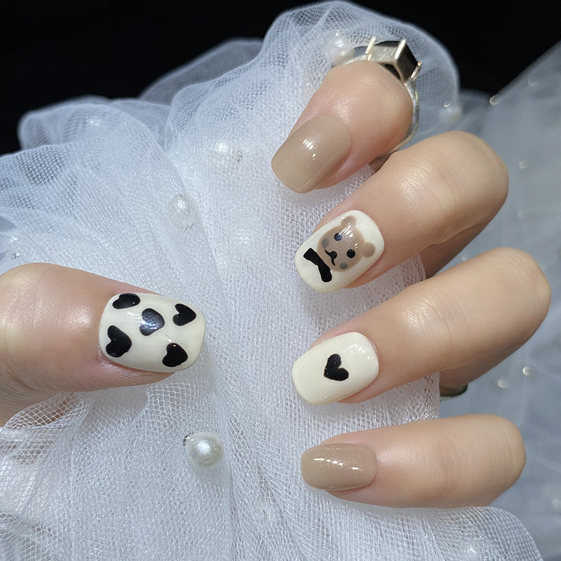 Designer: HuaHua.Handmade nails Press on Nails DIY Nail Art for woman girl Short Square Cartoon