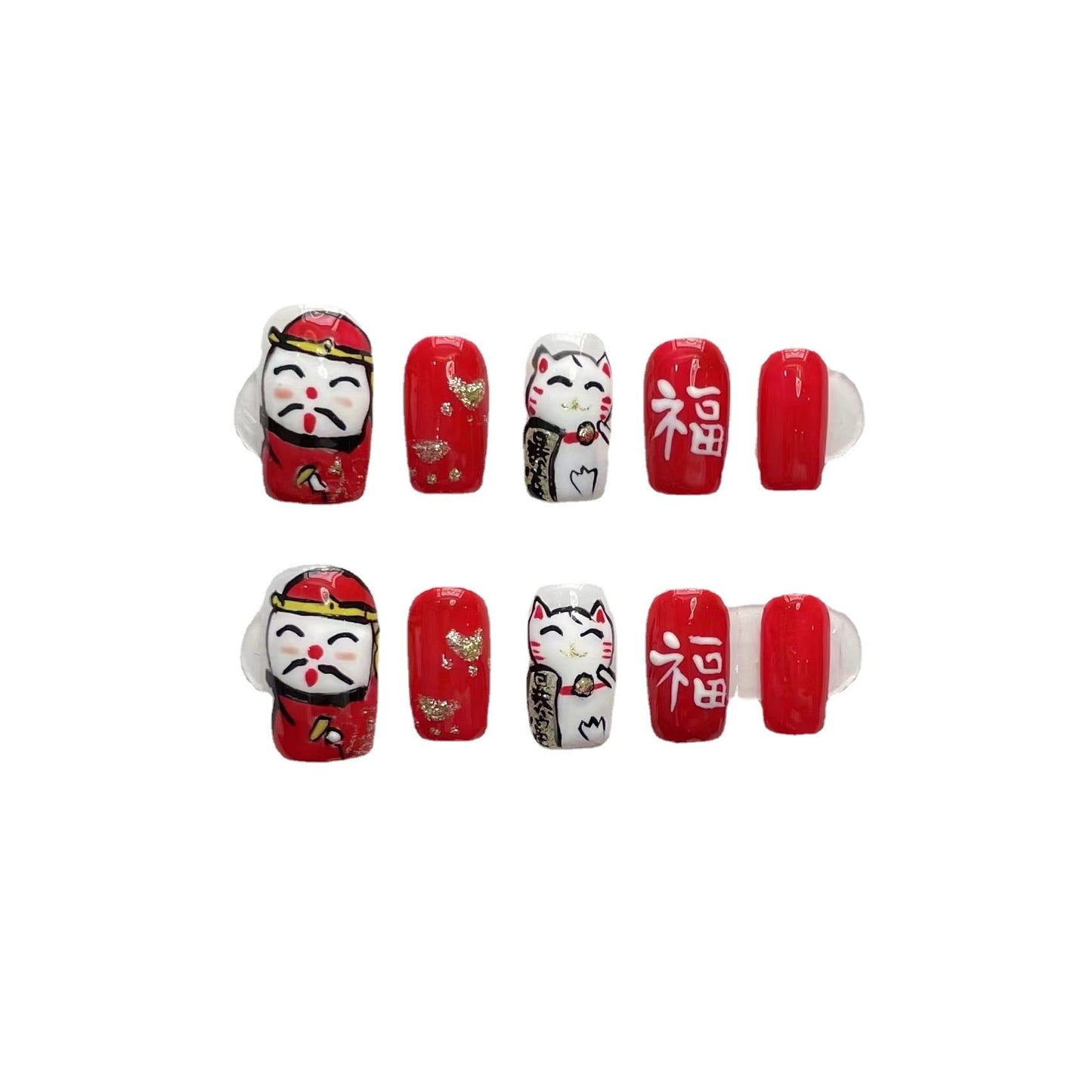 Designer: ManMan Handmade nails Press on Nails DIY Nail Art for woman girl Short Square red