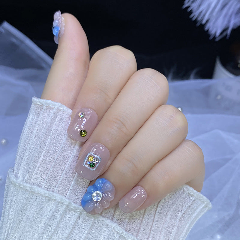 Designer: HuaHua.Handmade nails Press on Nails DIY Nail Art for woman girl Short Square pink