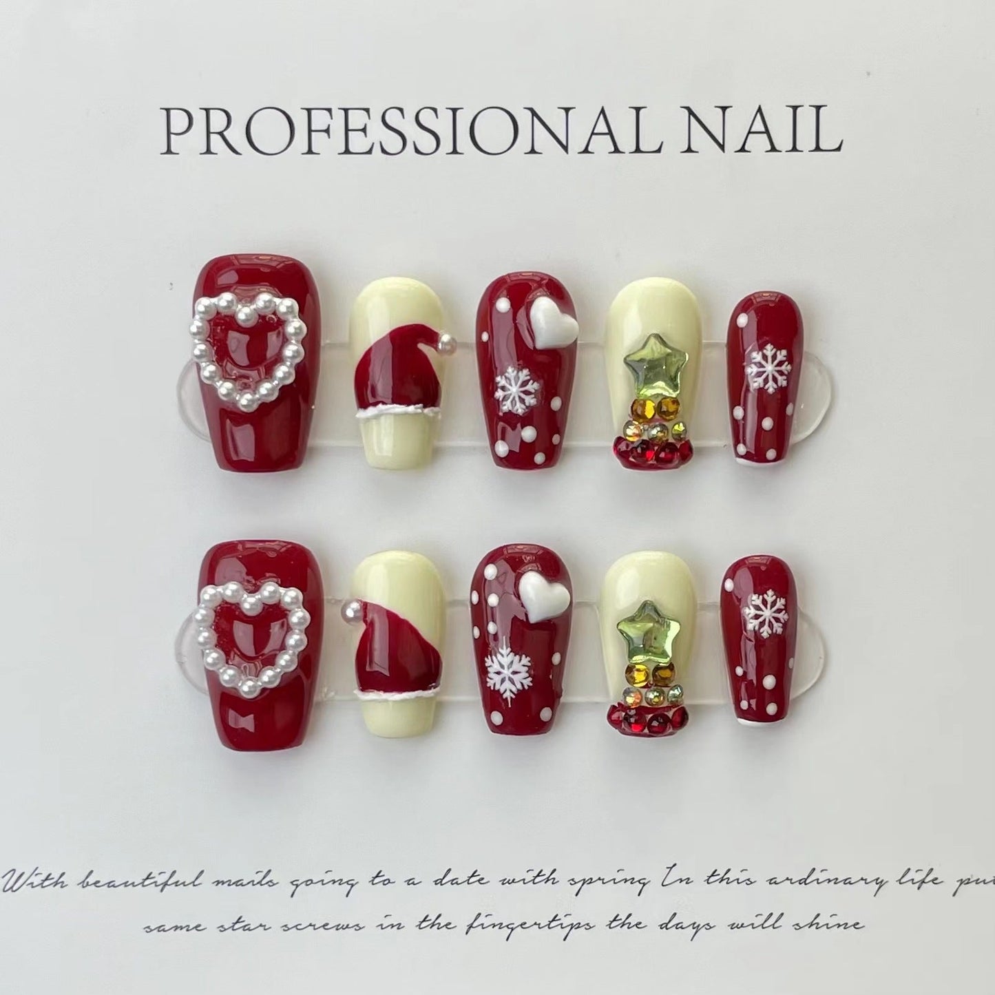 Designer: ManMan Handmade nails Press on Nails DIY Nail Art for woman girl Long Coffin red