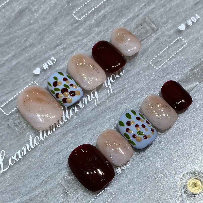 Designer: HuaHua.Handmade nails Press on Nails DIY Nail Art for woman girl Short Square Cartoon