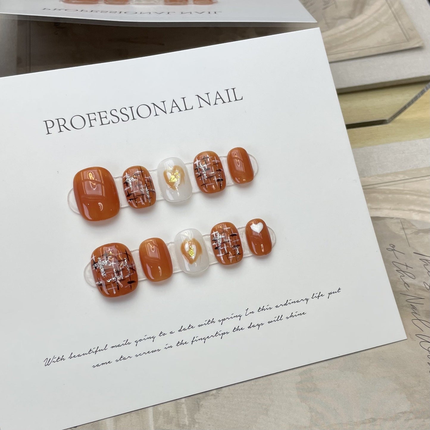 Designer: ManMan Handmade nails Press on Nails DIY Nail Art for woman girl Short Square orange