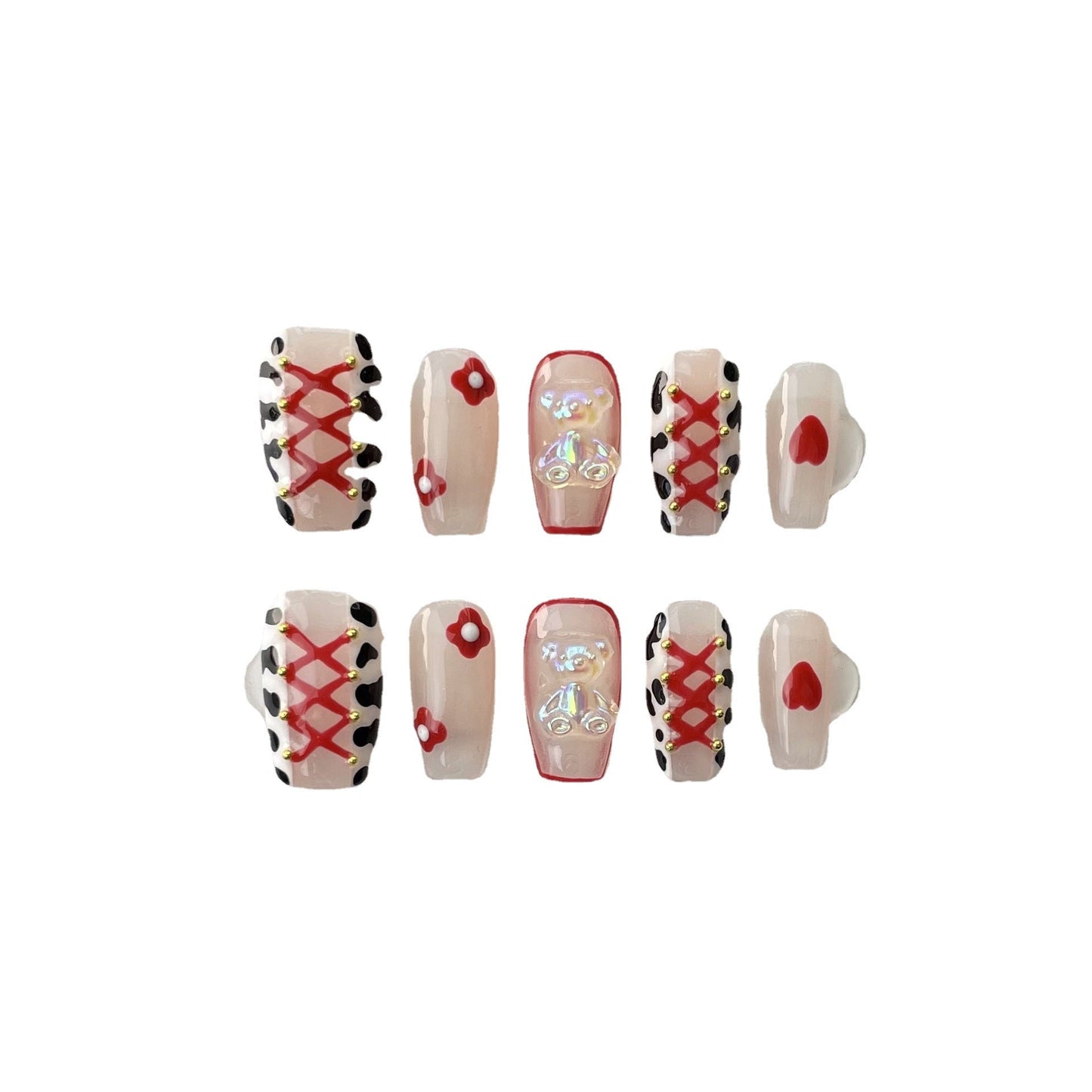 Designer: ManMan Handmade nails Press on Nails DIY Nail Art for woman girl Coffin Short