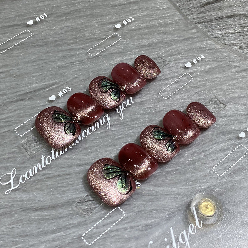 Designer: HuaHua.Handmade nails Press on Nails DIY Nail Art for woman girl Short Square mauve