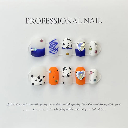 Designer: ManMan Handmade nails Press on Nails DIY Nail Art for woman girl Short Square