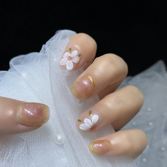 Designer: HuaHua.Handmade nails Press on Nails DIY Nail Art for woman girl Short Square pink