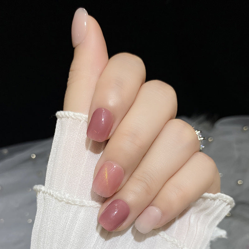 Designer: HuaHua.Handmade nails Press on Nails DIY Nail Art for woman girl Short Square pink