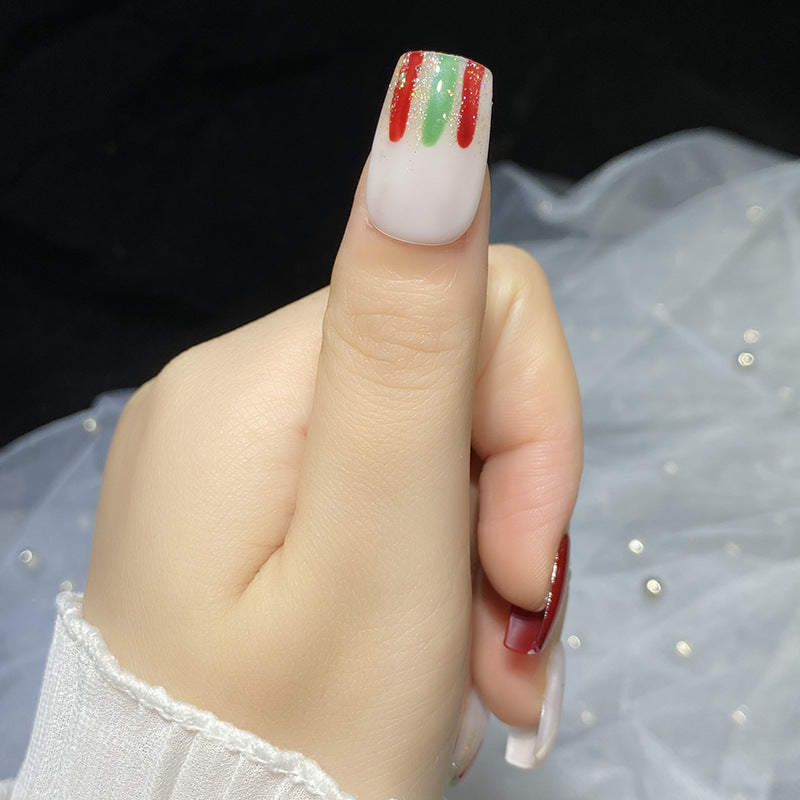 Designer: HuaHua.Handmade nails Press on Nails DIY Nail Art for woman girl Long Square red