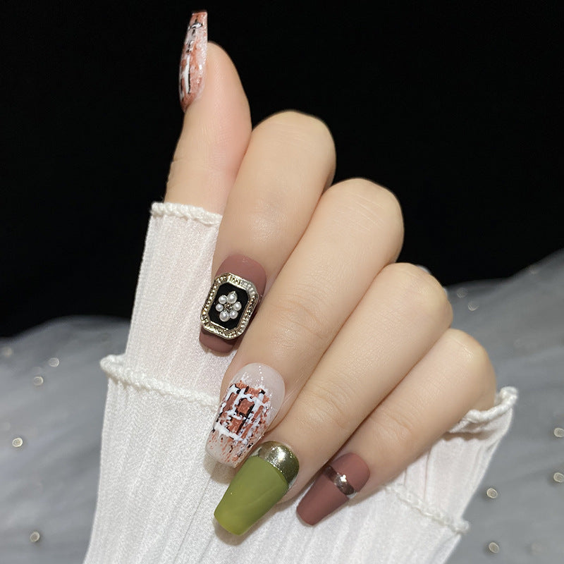 Designer: HuaHua.Handmade nails Press on Nails DIY Nail Art for woman girl Long Coffin colorful