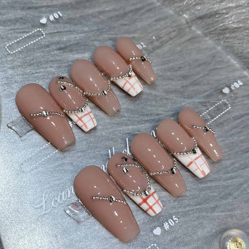 Designer: HuaHua.Handmade nails Press on Nails DIY Nail Art for woman girl Long Coffin pink