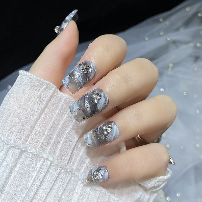 Designer: HuaHua.Handmade nails Press on Nails DIY Nail Art for woman girl Long Square