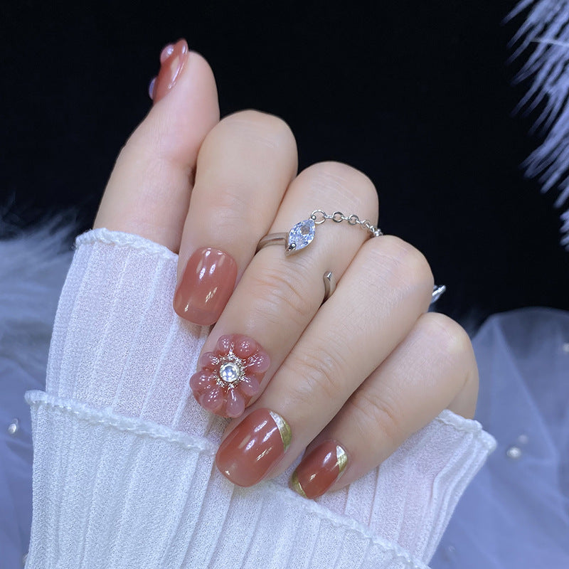 Designer: HuaHua.Handmade nails Press on Nails DIY Nail Art for woman girl Short Square pink