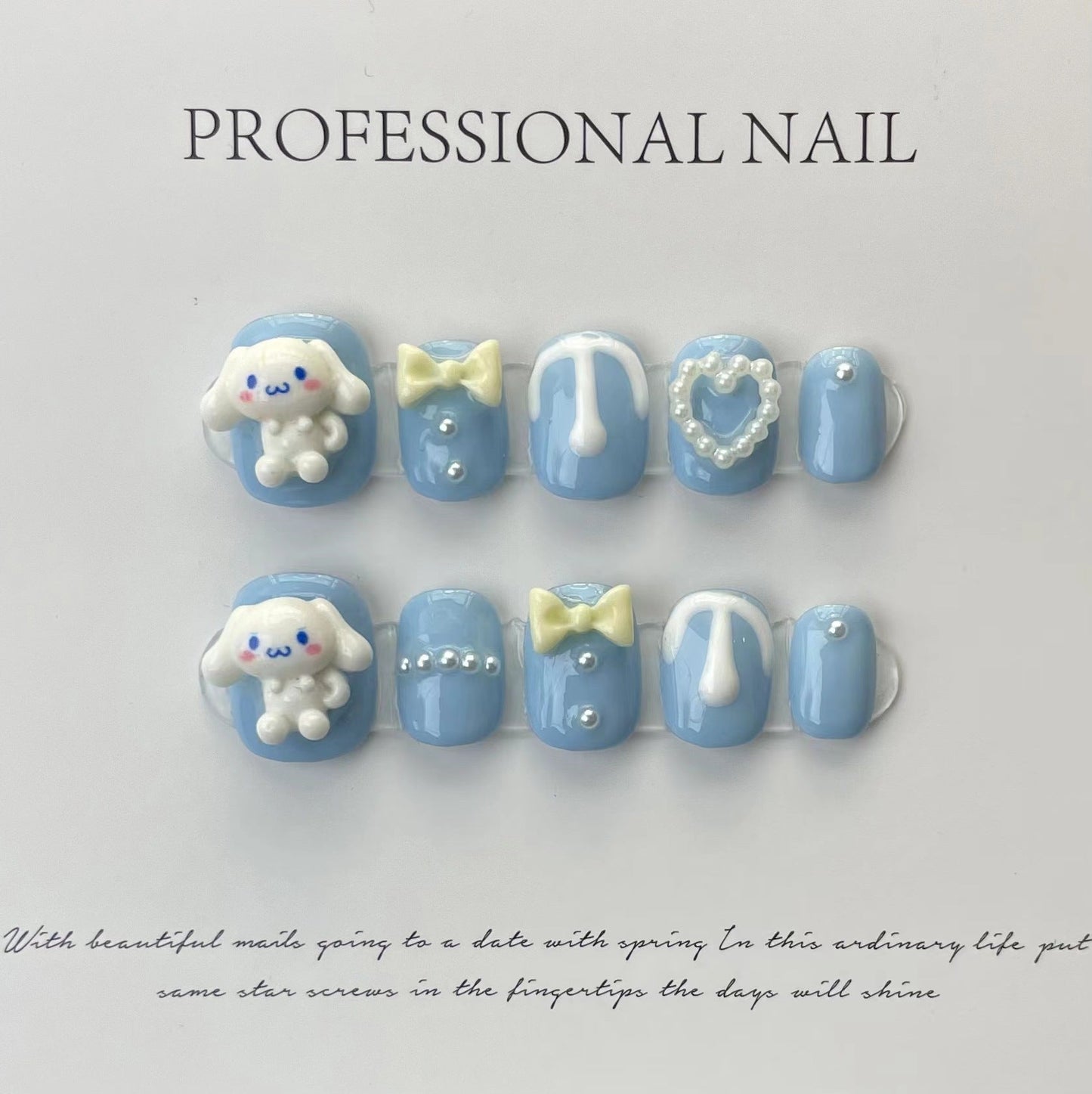 Designer: ManMan Handmade nails Press on Nails DIY Nail Art for woman girl Short Square blue