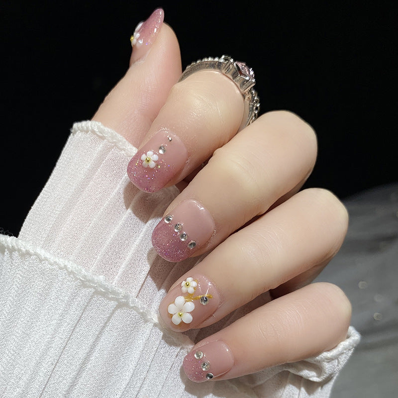 Designer: HuaHua.Handmade nails Press on Nails DIY Nail Art for woman girl Short Square pink