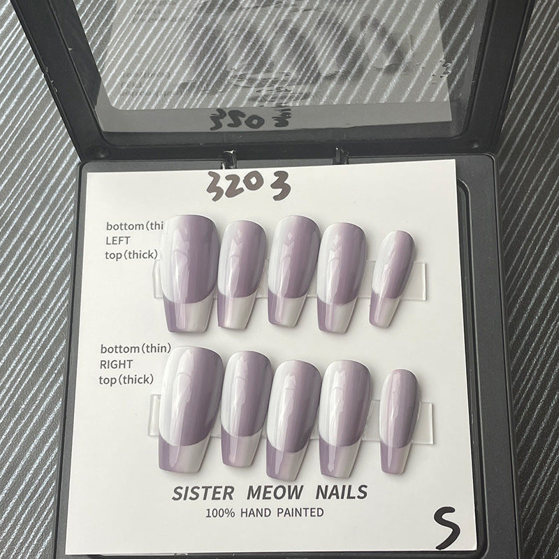 Designer: MeowMeow.Handmade Nail Designs Press on Nails DIY  Nail Art for woman girl Long Coffin purple French