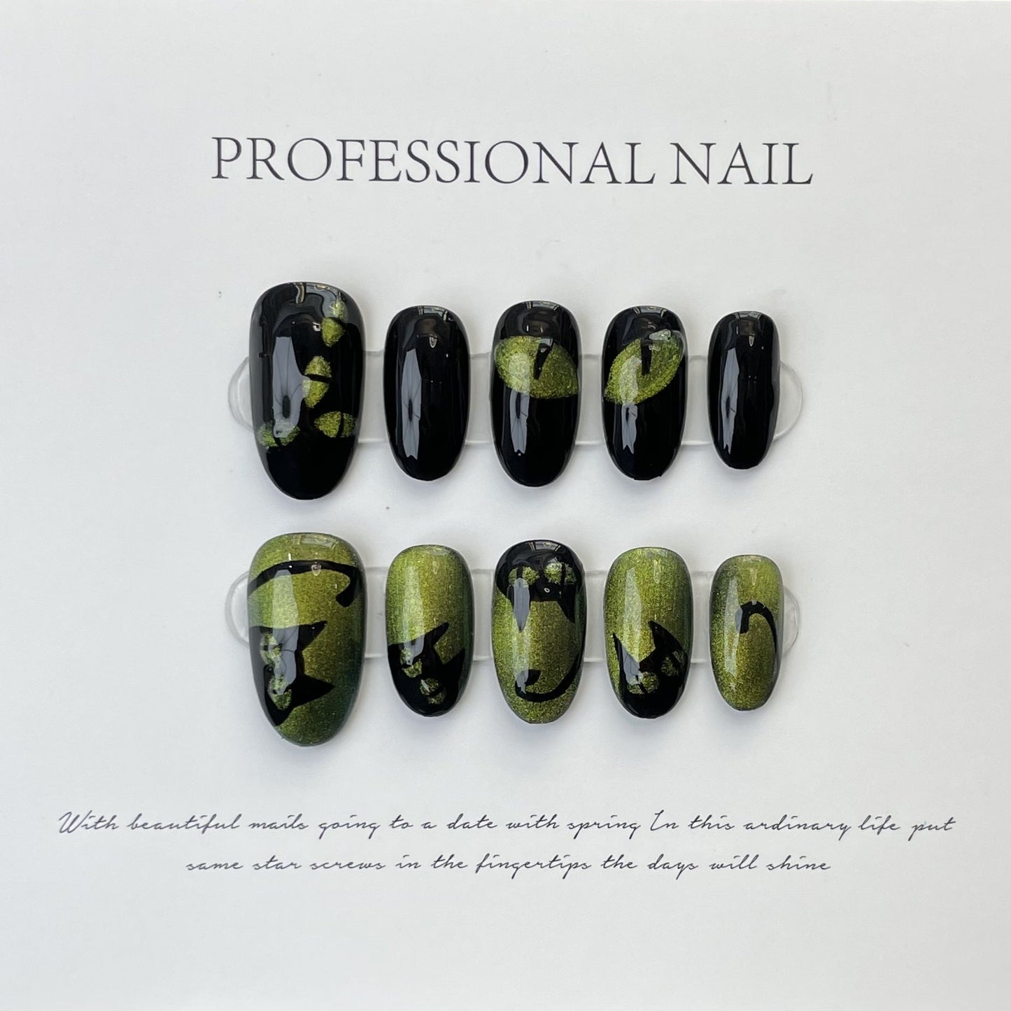 Designer: ManMan Handmade nails Press on Nails DIY Nail Art for woman girl Almond green