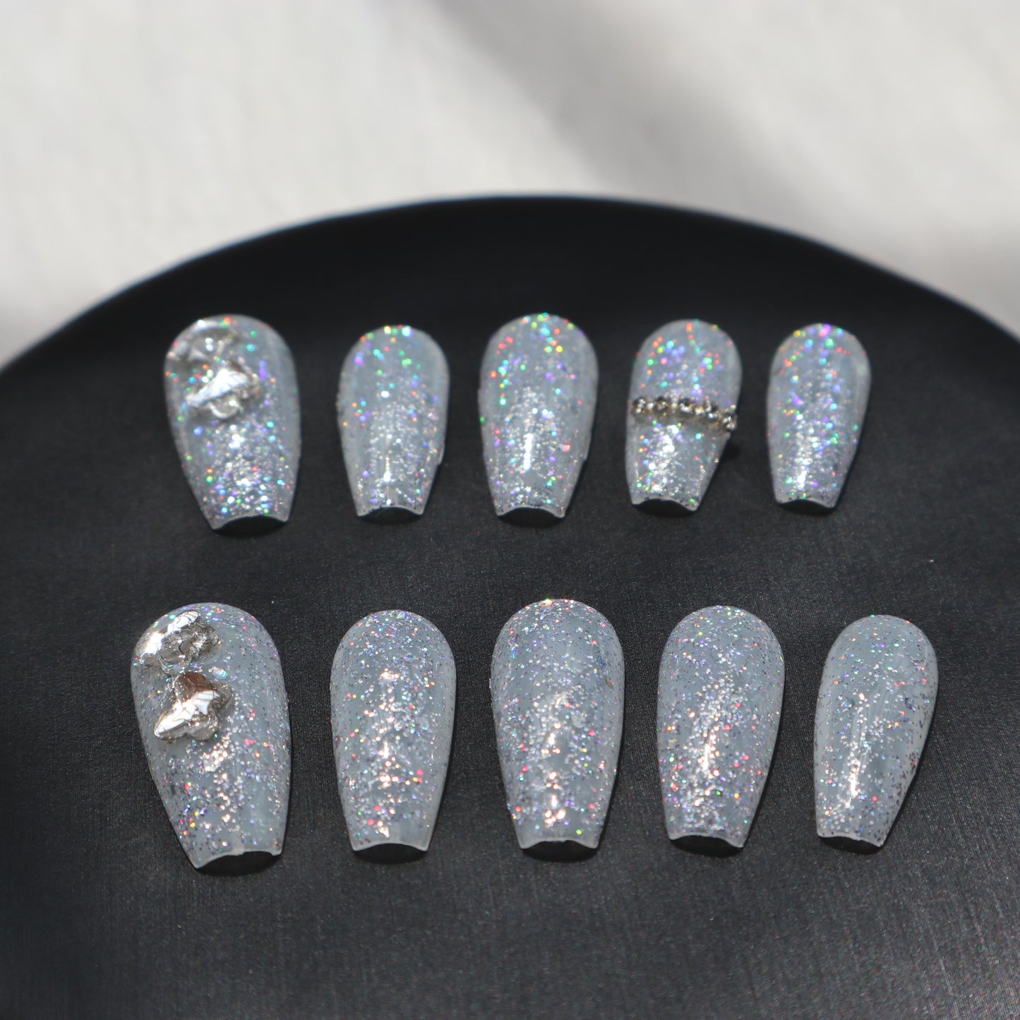 Designer: XinXin 20. Shining rhinestone handmade nails Press on Nails DIY Nail Art