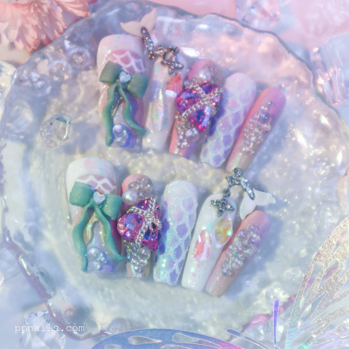 Designer: XinXin 101.Mermaid Dream . handmade nails Press on Nails DIY Nail Art