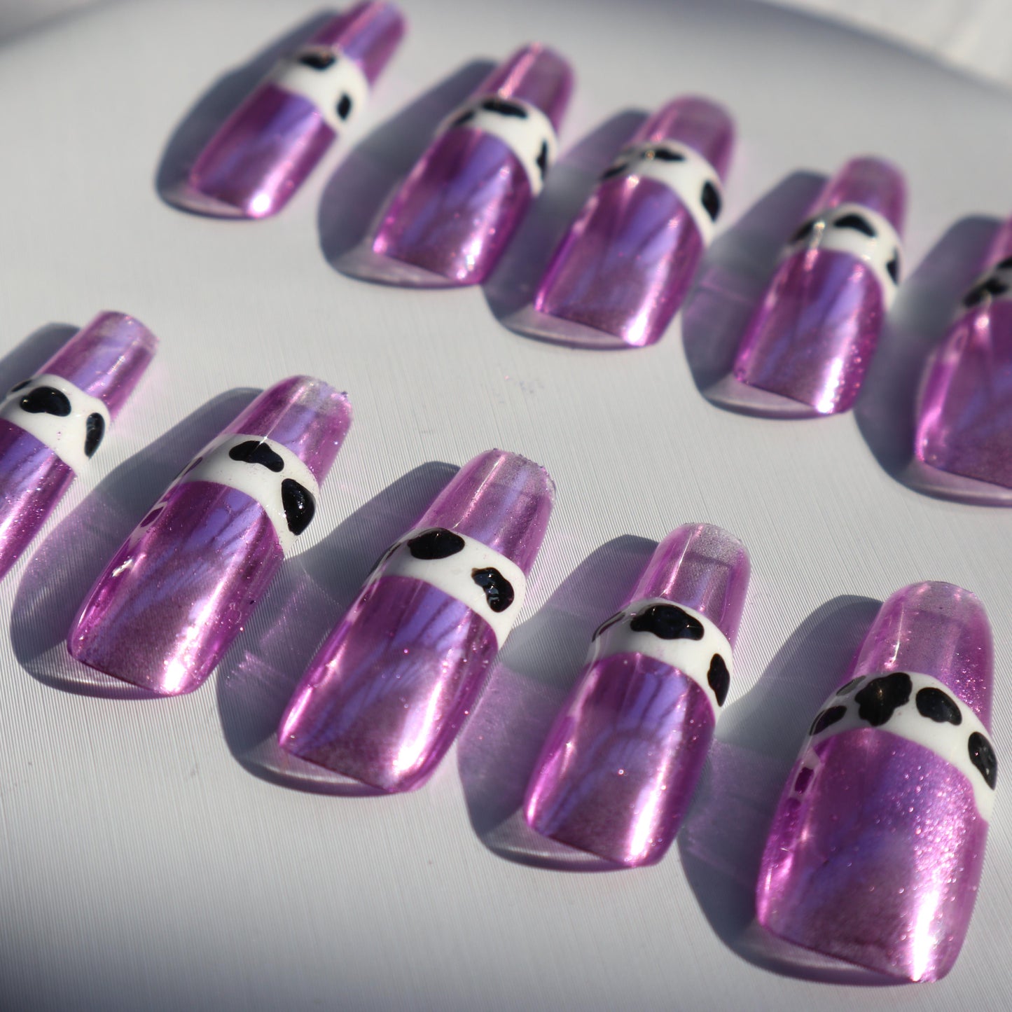 Designer: XinXin 81.Purple painting long T handmade nails Press on Nails DIY Nail