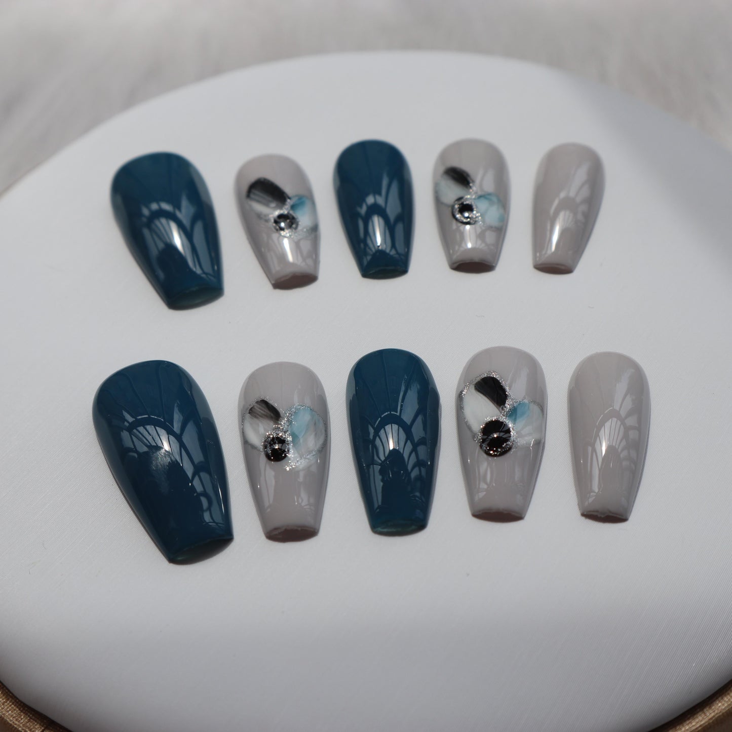 Designer: XinXin 15. Long T  handmade nails Press on Nails DIY Nail Art