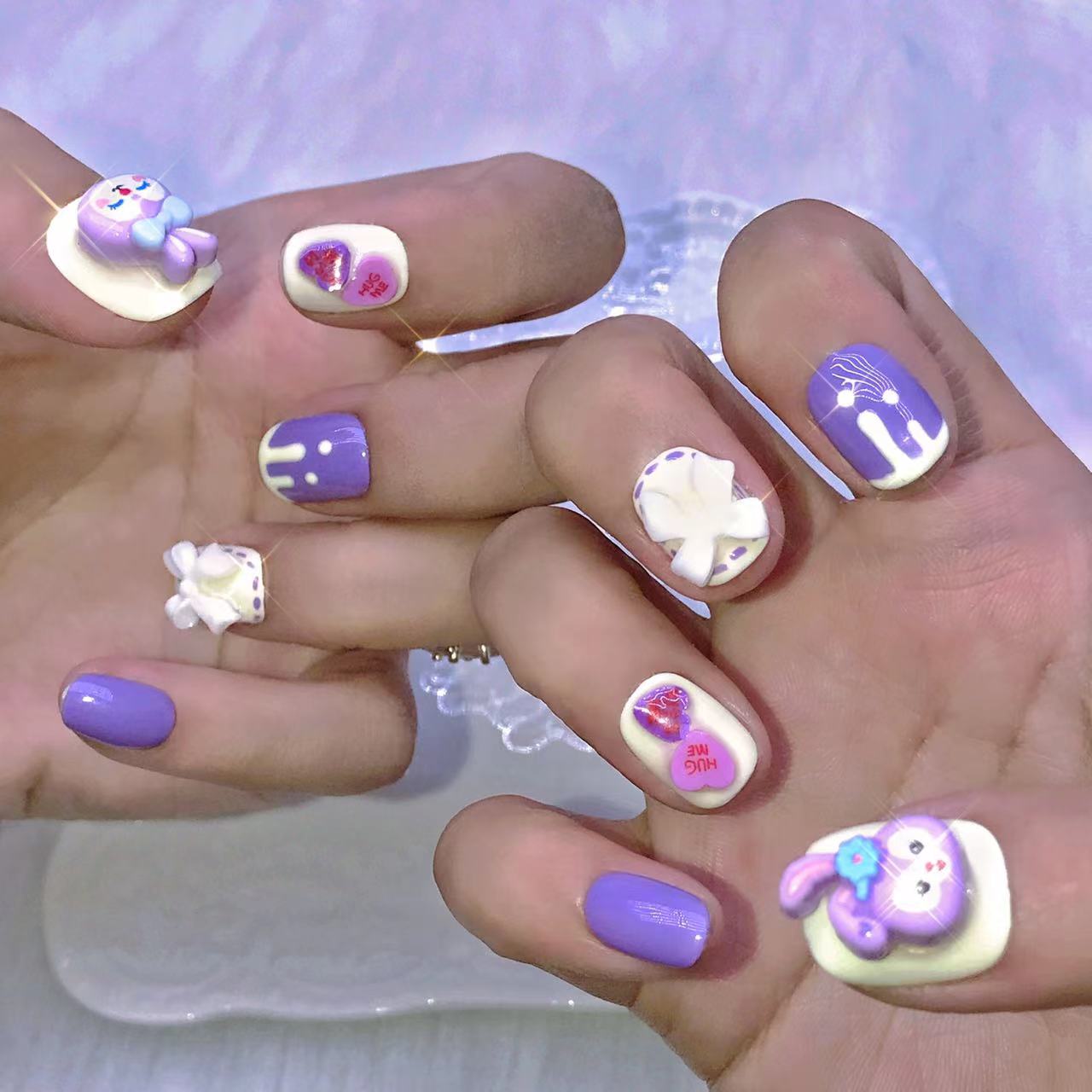 Designer: XinXin 97.StellaLou cute handmade nails Press on Nails DIY Nail Art