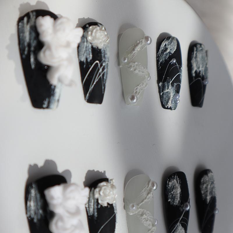 Designer: XinXin 55.Plaster angel matt handmade nails Press on Nails DIY Nail