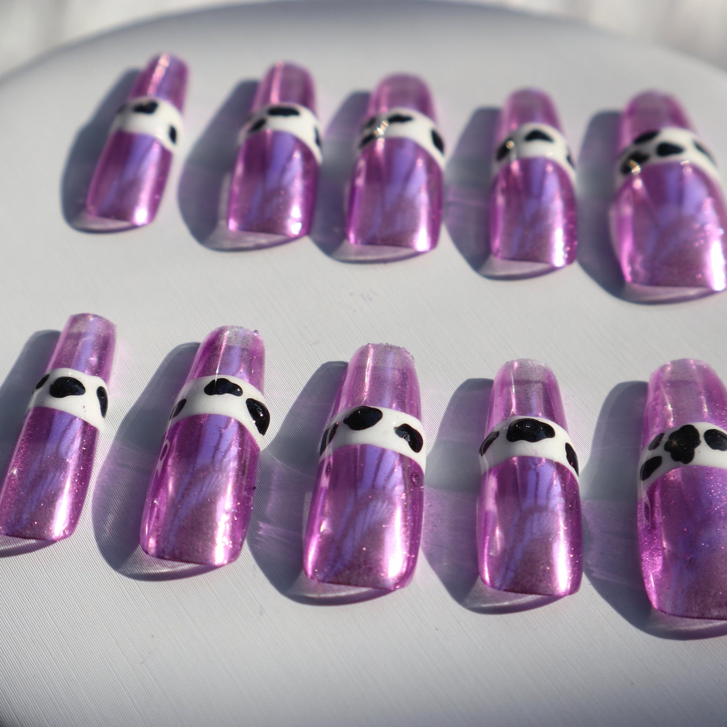 Designer: XinXin 81.Purple painting long T handmade nails Press on Nails DIY Nail