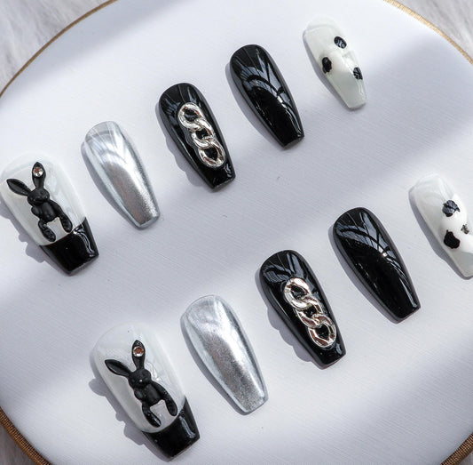 Designer: XinXin 64.Long T handmade nails Press on Nails DIY Nail