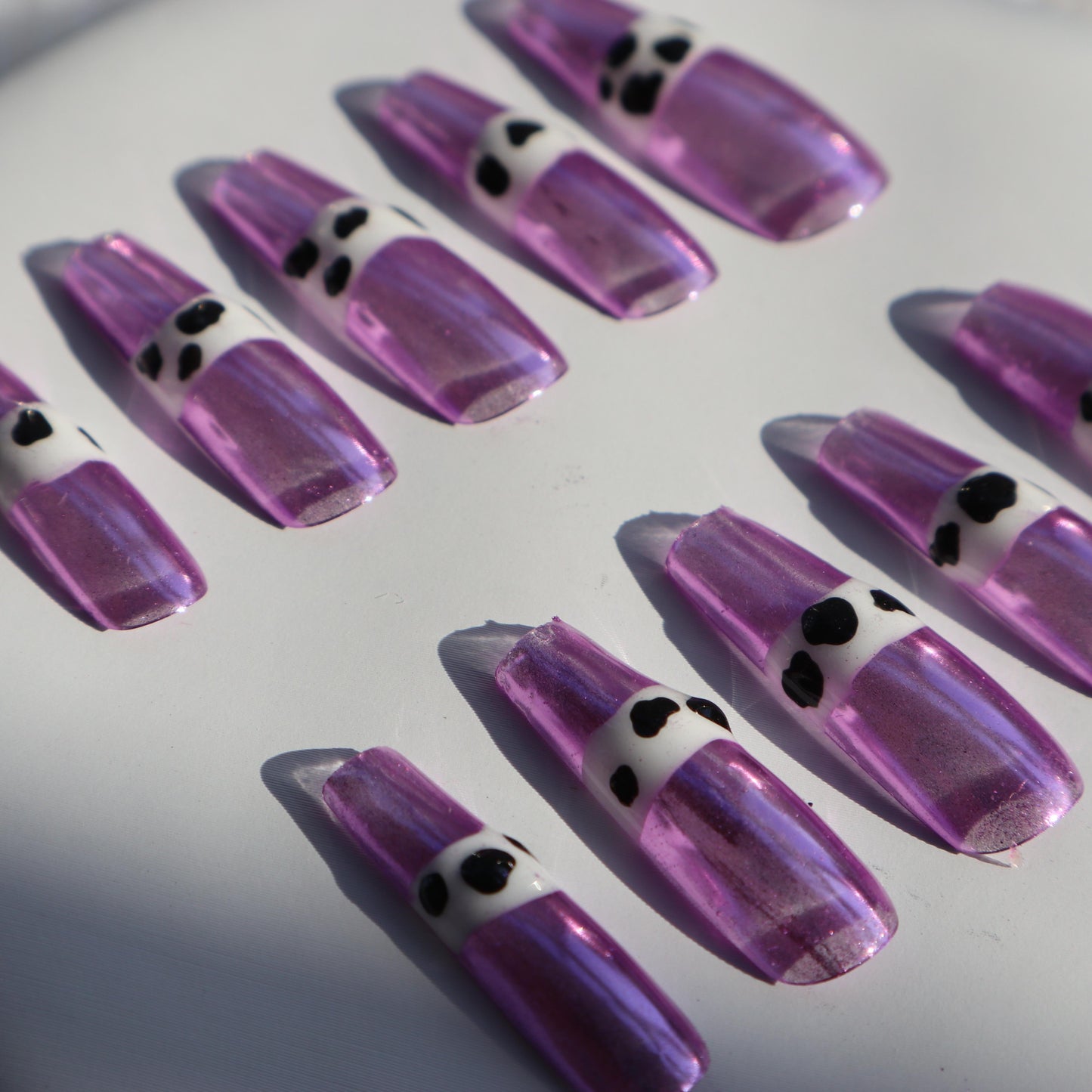 Designer: XinXin 81.Purple painting long T handmade nails Press on Nails DIY Nail