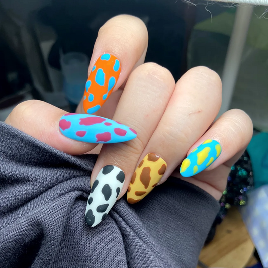 Designer: DuoDuo 1614.Handmade nails Press on Nails DIY Nail Art for woman girl colorful Almond Cartoon