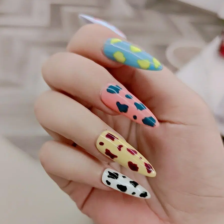 Designer: DuoDuo 1614.Handmade nails Press on Nails DIY Nail Art for woman girl colorful Almond Cartoon